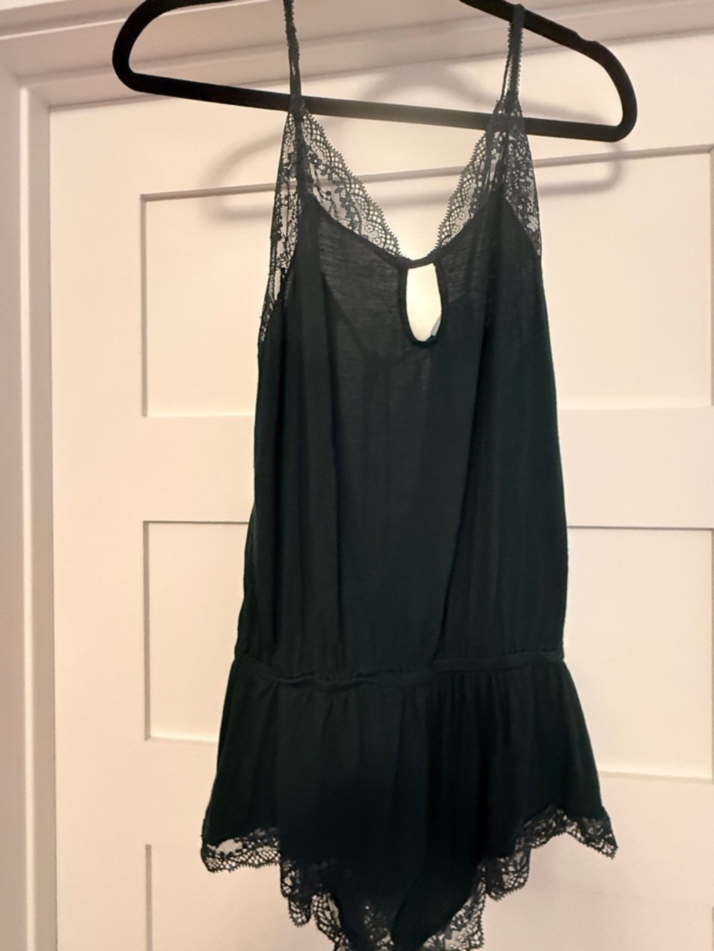 Eberjey Black Lace-Trim Romper Pajama